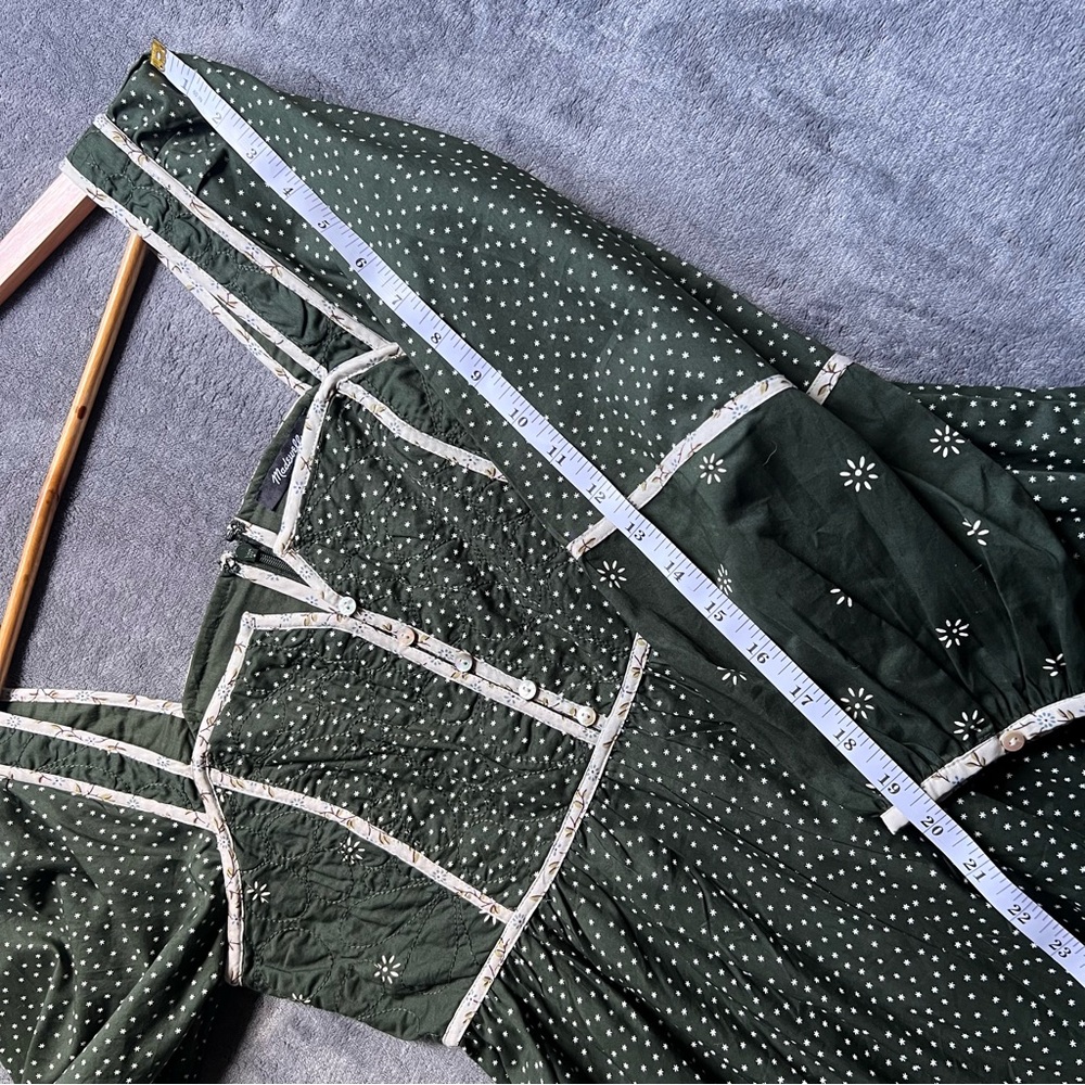 NEW Madewell Simi Patchwork Mini Dress Sz 2 Green White Boho Garden Puff Sleeve - Picture 8 of 16